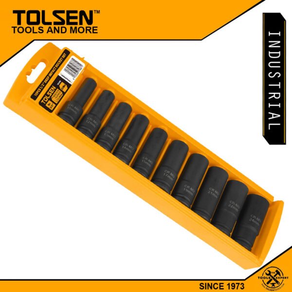 Kit de douille a choc 1/2" longue 10Pcs TOLSEN