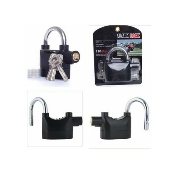 Cadenas alarme avec sirène couleur chromé