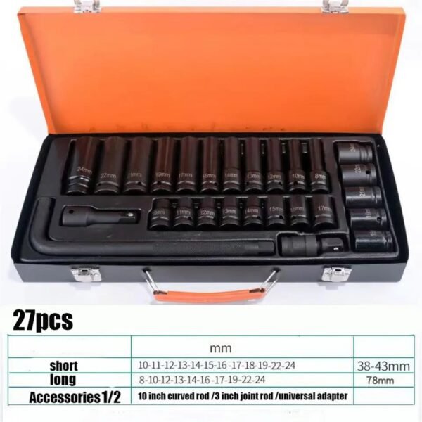 Coffret de douilles Cliquet 1/2" 27pcs