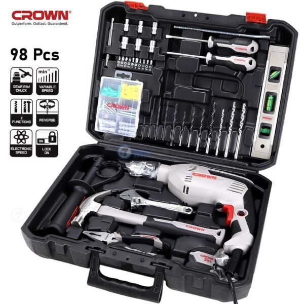 Caisse A Outils Avec Perceuse 600W 98pcs CROWN