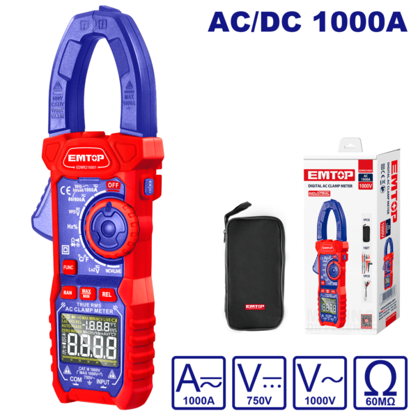 Pince Ampermetrique Professionnel AC/DC 1000V EMTOP