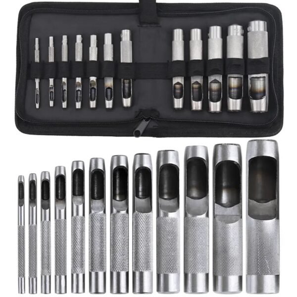 Kit Poinçon Creux en Cuir Kit d'Outil de Poinçonnage,pour le Cuir 12Pcs 3-19mm SFT