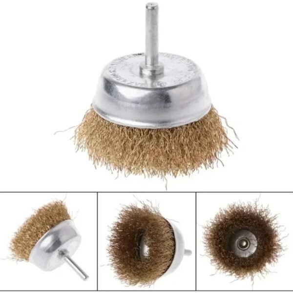 Brosse Métallique jaune 60mm pour perceuse