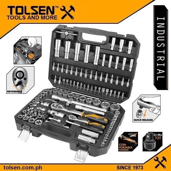 Caisse A outils de douilles Cliquet 1/2" et 1/4" 108 Pièces TOLSEN