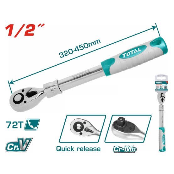 Bras cliquet Extensible 1/2" 305-445mm TOTAL