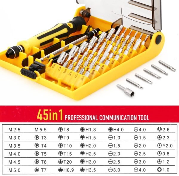 Jeux de Tournevis Précision 45 Pcs Electronique professionnel avec Boitier – Image 2