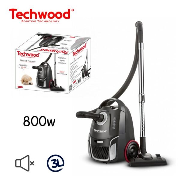 مكنسة كهربائية مميزة خفيفة الوزن بمحرك صامت مع كيس غبار كبير الحجم Techwood Aspirateur Electrique Puissante Supra Silencieux 3L 800W TAS-6036SL