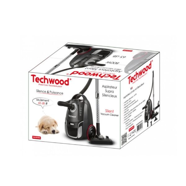 مكنسة كهربائية مميزة خفيفة الوزن بمحرك صامت مع كيس غبار كبير الحجم Techwood Aspirateur Electrique Puissante Supra Silencieux 3L 800W TAS-6036SL – Image 3