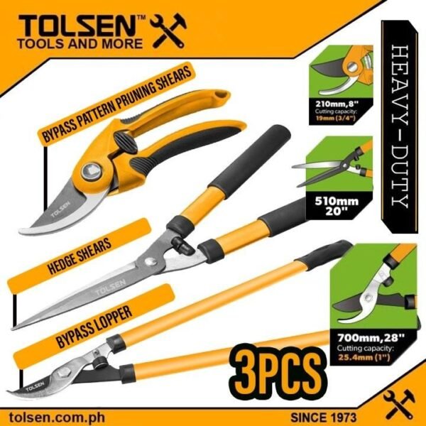 Kit de 3 sécateurs de jardinage TOLSEN
