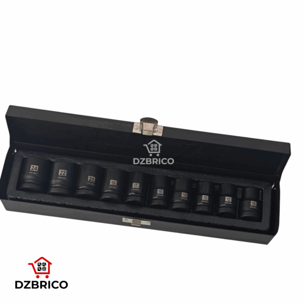 Caisse douille a choc 1/2" 10-24mm en CR-MO 10 Pieces