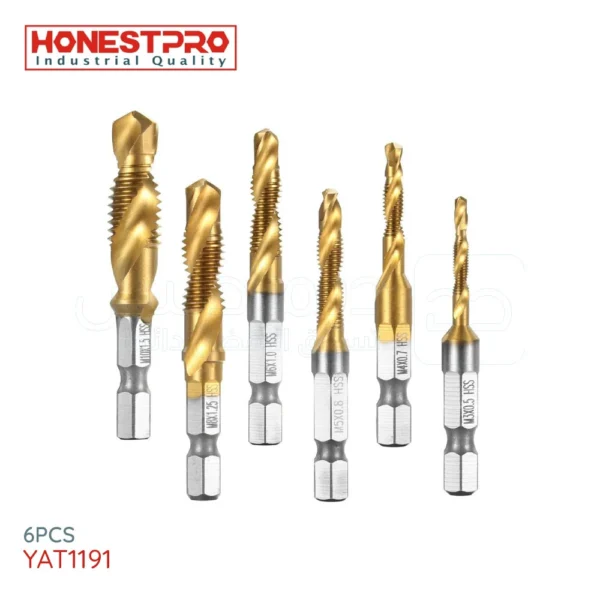 Jeu de forets à taraud pour métal en spirale Titane 6 pièces HONESTPRO YAT1191